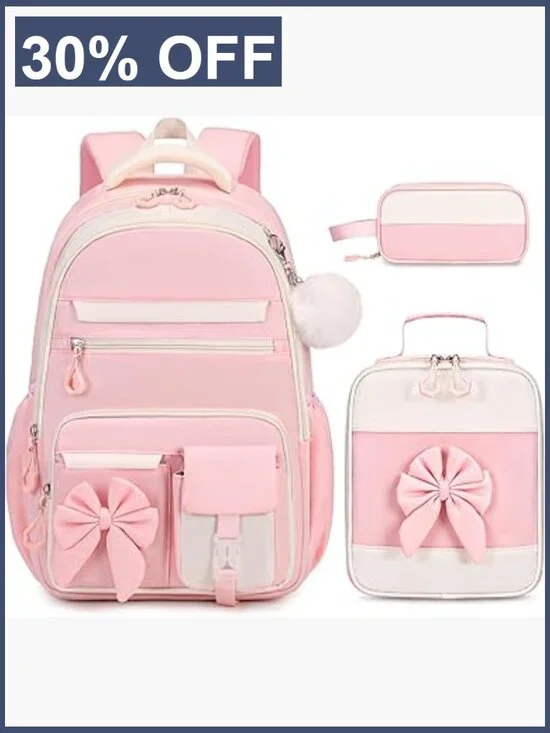3-Piece Backpack Set for School with Lunch Bag and Pencil Case