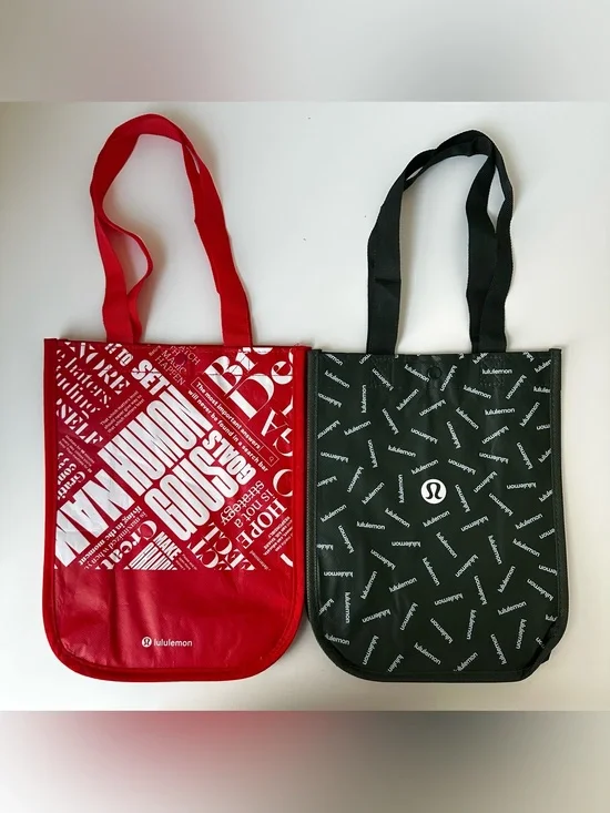 Lululemon Red and Green Shopping Bags