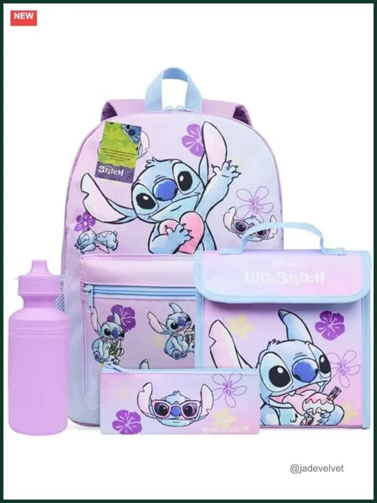Disney Stitch Backpack Set with Lunch Bag, Water Bottle and Pencil Case