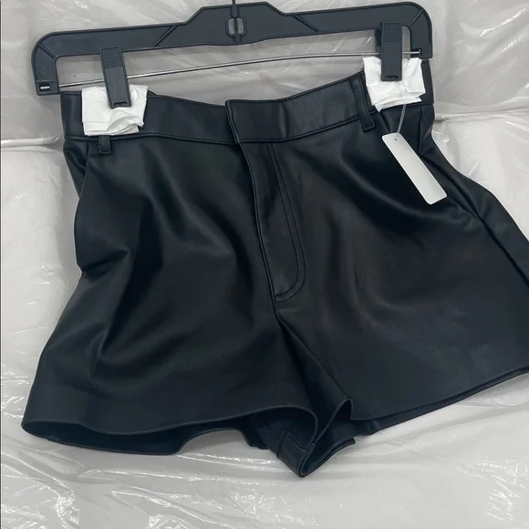 Zara Black High-Waist Faux Leather Shorts