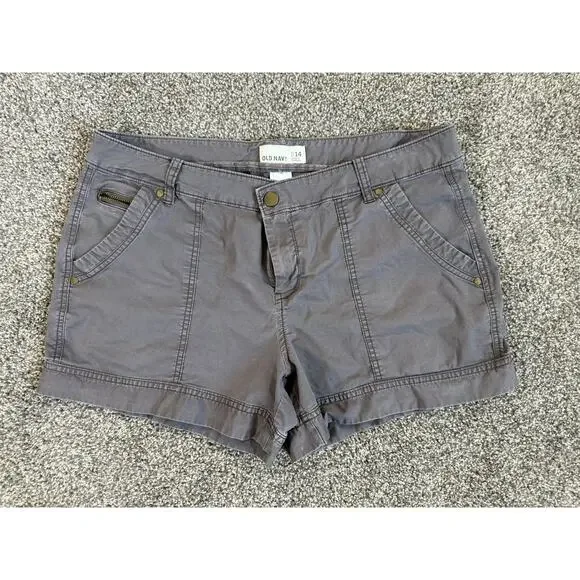 Y2K‎ Old Navy Utility Cargo Shorts Womens 14 Taupe Gray Safari