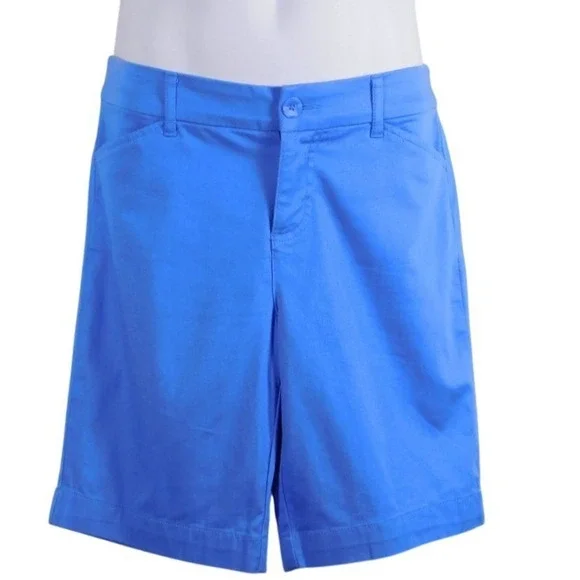 St Johns Bay Bermuda Shorts Women's 10P Blue Cotton Spandex Casual Golf D35‎
