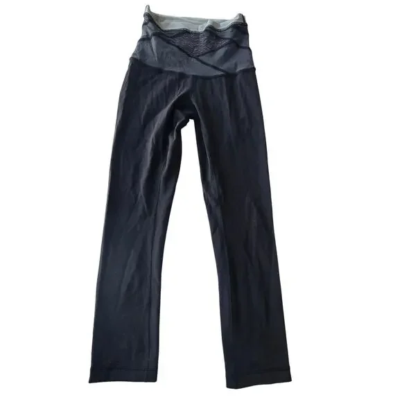 Lululemon womens Wunder Under Crop (Hi-Rise) *Full-On Luon black/gray sz 2