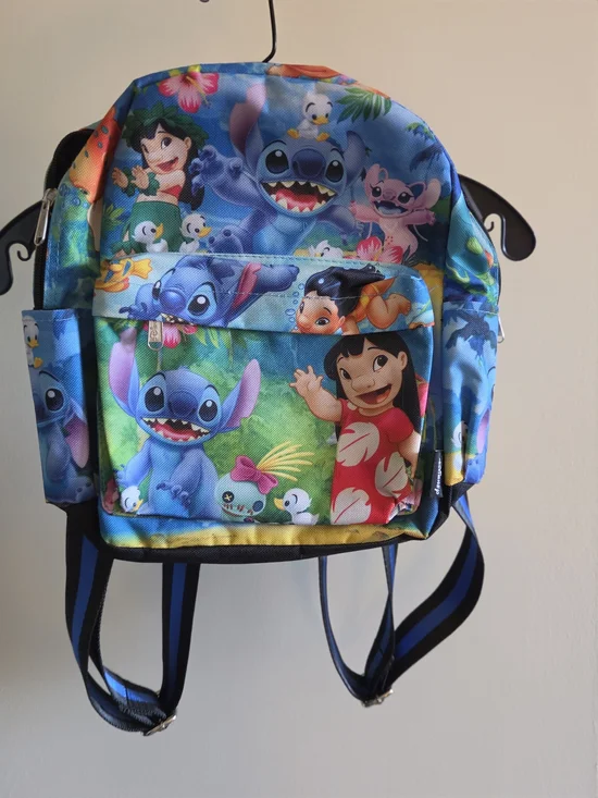 Blue Lilo & Stitch Kids Backpack - Cartoon Character Shoulder Bag