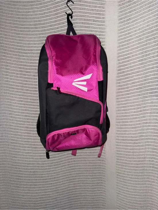 Pink and Black Athletic Backpack with White Logo