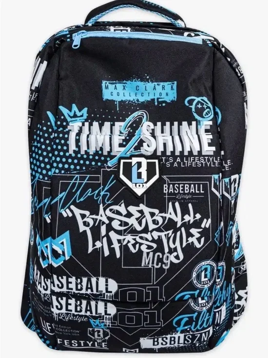 Time2Shine Kids Black & Light Blue Graphic Backpack