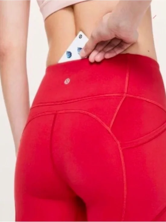 lululemon Crop Leggings in Bright Red Size 8