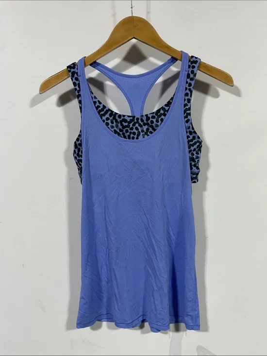 lululemon athletica Purple Tank with Black and Blue Leopard Print Liner
