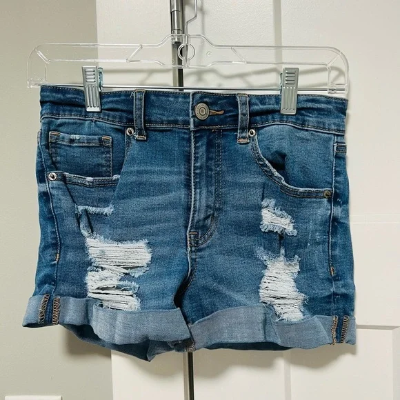 Aeropostale Classic Blue Ripped Jean Shorts