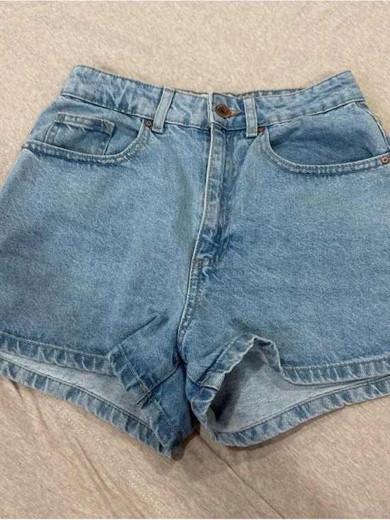 Classic High-Rise Light Blue Denim Shorts