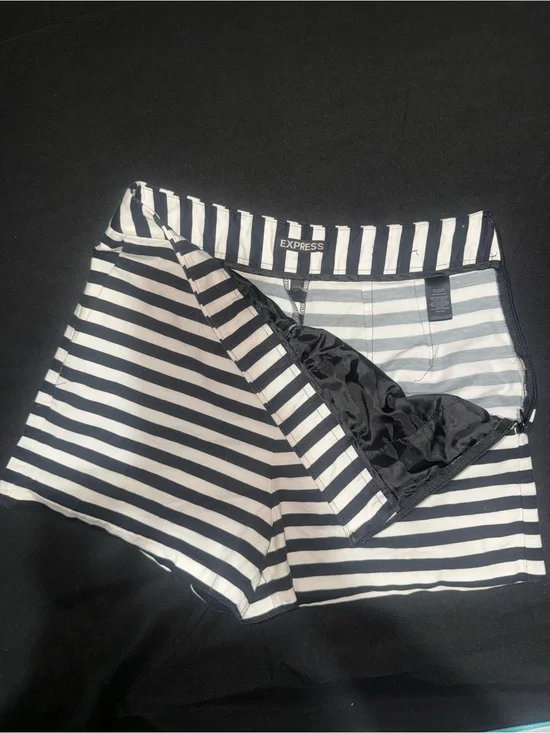 Express Black and White Striped Bermuda Shorts