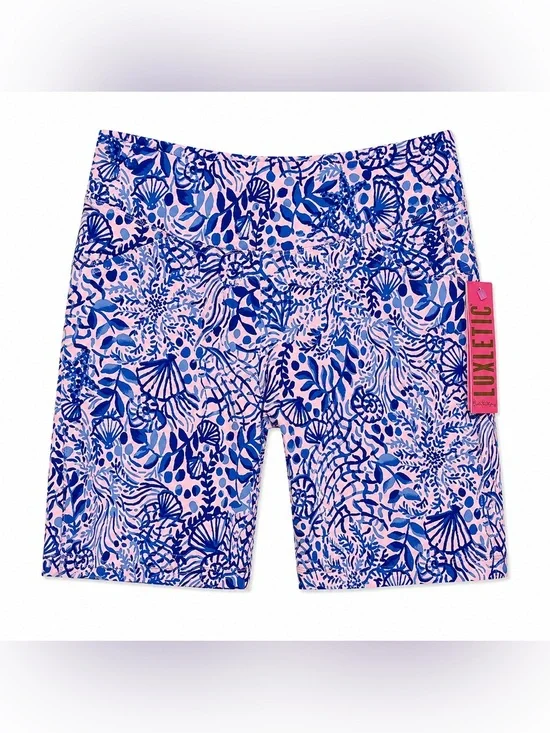 Lilly Pulitzer Luxletic Reid Short‎ Pink Blue Print NWT Size 00