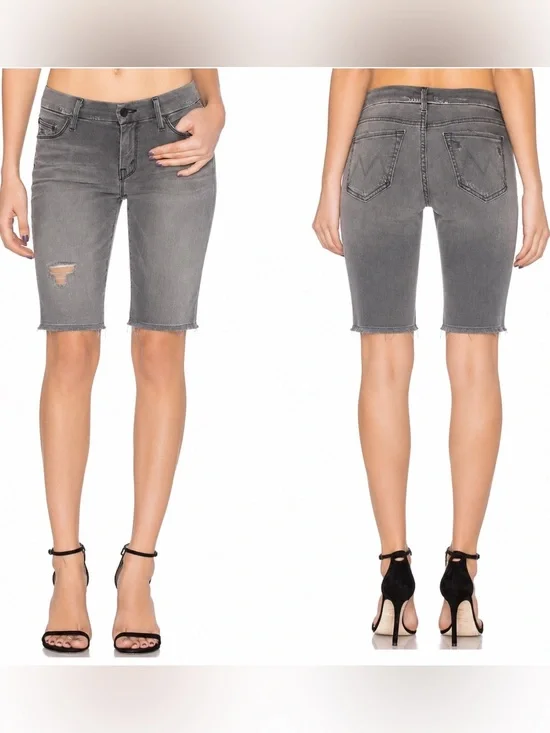 Mother The Looker Bermuda Knee Short  in Last Chance Saloon Wash size 28 gray