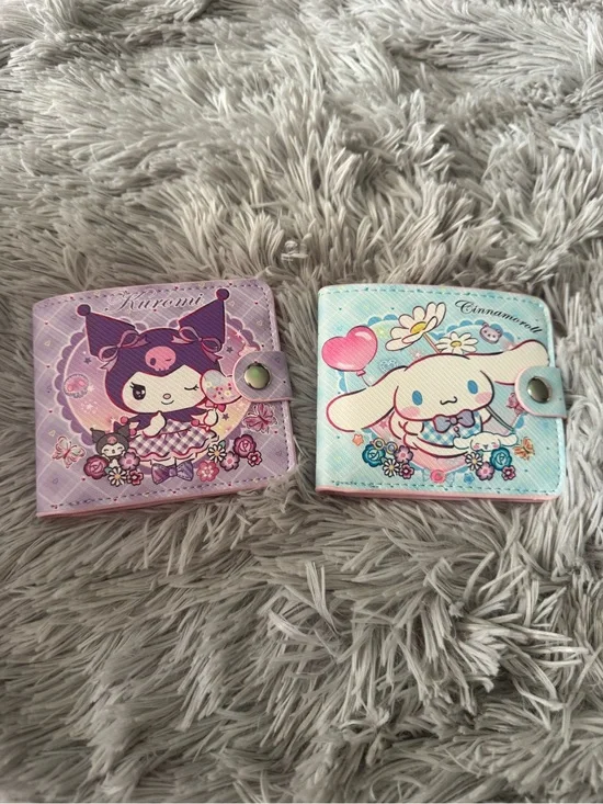 Sanrio Character Kids Wallets - Purple and Light Blue Cute Snap Wallets