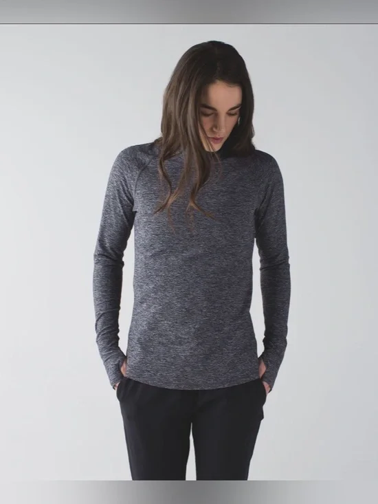 Lululemon Warm Your Core Long Sleeve Tee, Heathered Black, Size 12