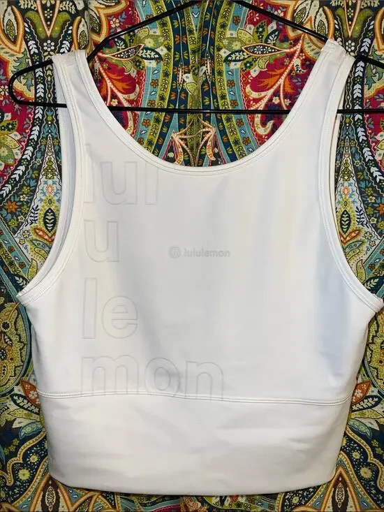 Lululemon Power Pivot Everlux Tank Top Motif Reversible White Logo 8 fit S M?