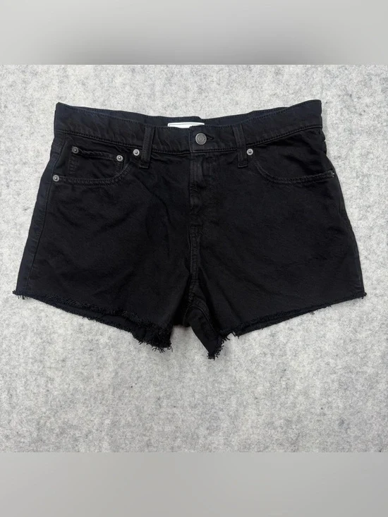 Gap Ultra-soft Black Denim Shorts Women 29 | 8P Mid Rise Vintage Cutoff Frayed