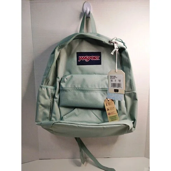 JanSport Green Solid Unisex Kids Backpack Zip, Outer Pockets, Adjustable Straps