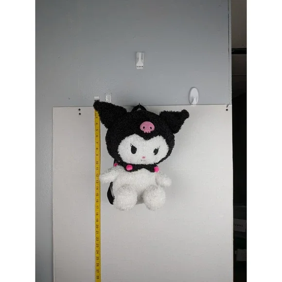 Sanrio Kuromi Plush Backpack Black White Fuzzy Sherpa Character Bag Kids