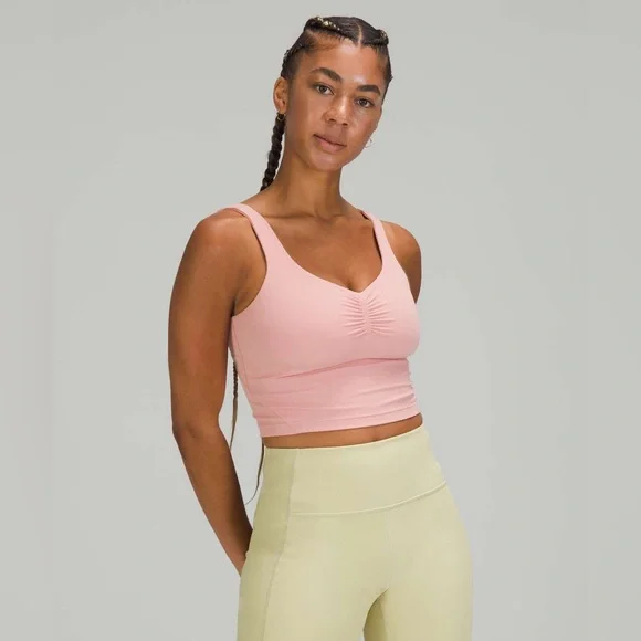 Lululemon Align Gathered-Front Tank Top Pink Puff Size 6 Nulu Yoga Crop