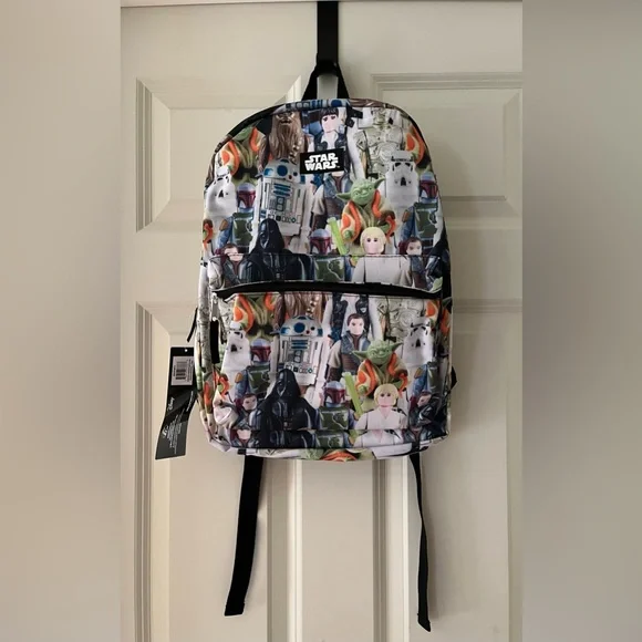 NWT Disney Star Wars characters school backpack-rare white R2D2 C-3PO Hans Solo