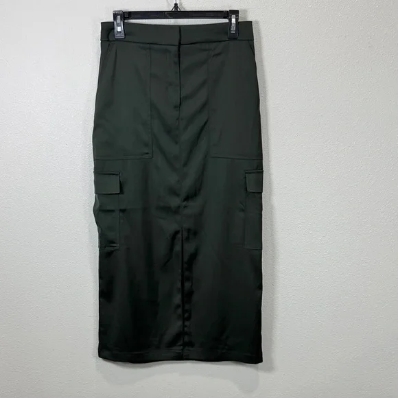 House of‎ Harlow 1960 Forest Green satin cargo Skirt