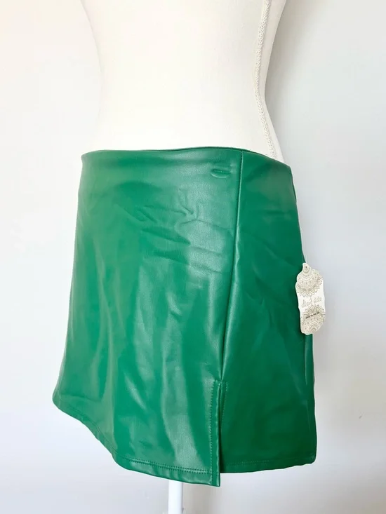 Altar'd State Emerald Green Faux Leather Mini Skirt
