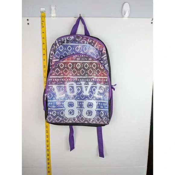 Kids Love 88 Galaxy Print Backpack Purple Geometric Tribal School Bag