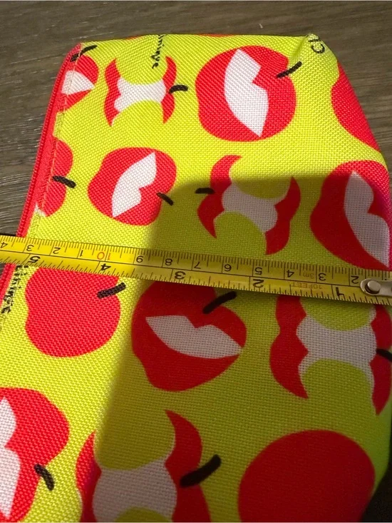 Clinique Yellow Canvas Pouch with Red Apple Motif