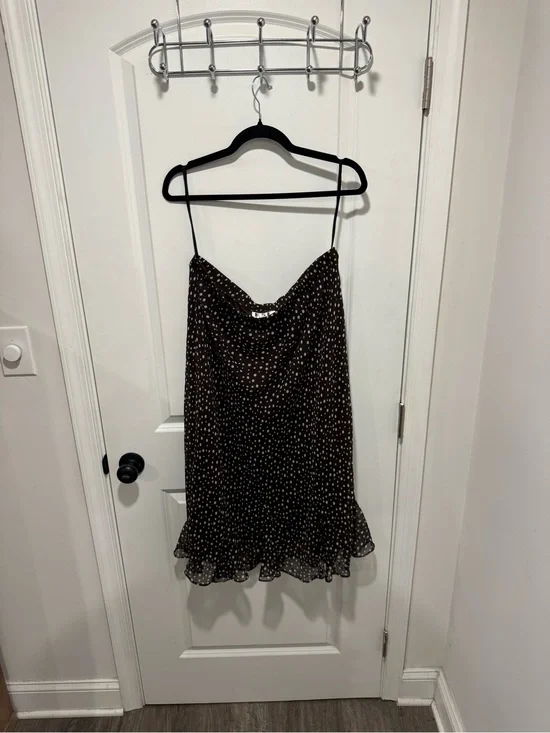 Black Polka Dot Skirt with Ruffle Hem