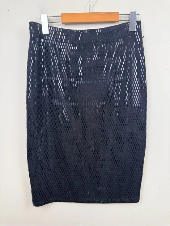 ST JOHN black sequin knit pencil skirt size 4