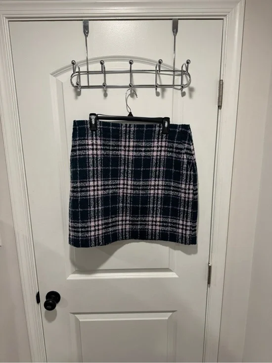 LOFT Black and Pink Plaid Mini Skirt