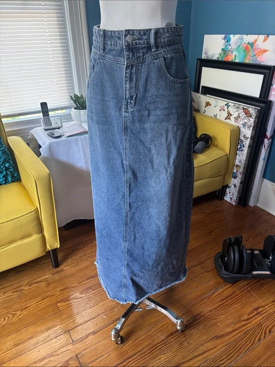 SHEIN Blue Denim Maxi Skirt