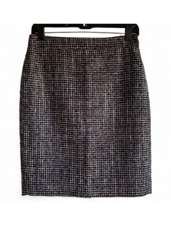 J. Crew The Pencil Skirt Black Metallic Tweed Size 2