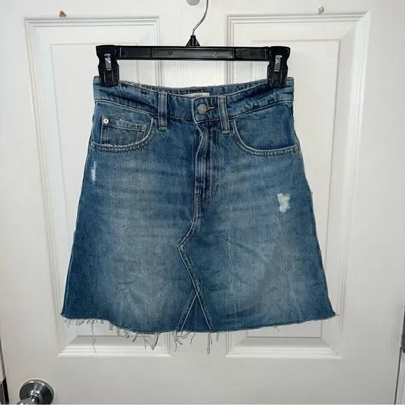 Guess Womens Y2K Blue Distressed Indie Sleeze Zippered Frayed Cut Off Mini