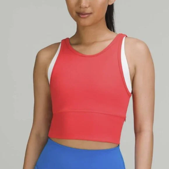 Lululemon Power Pivot Tank Top *Everlux Carnation Red Reversible V-Neck Crop 6