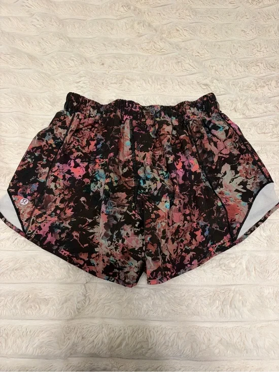 lululemon athletica Black Floral Splash Running Shorts