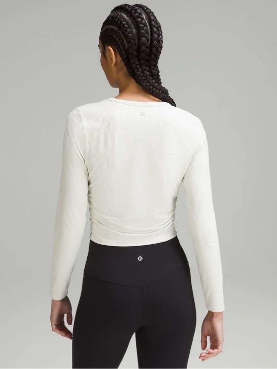 Lululemon All It Takes Ribbed Nulu Long-Sleeve Shirt in Bone White Size: Small