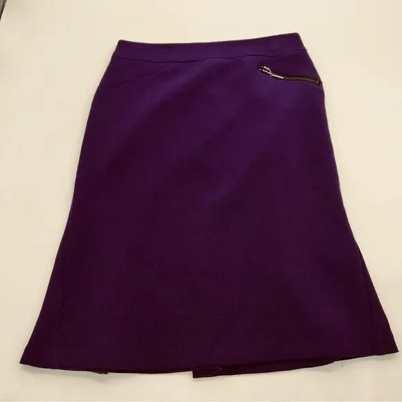 Nanette Lepore Purple A-Line Skirt w/Black Zippered Pocket Accent on Left Hip-0