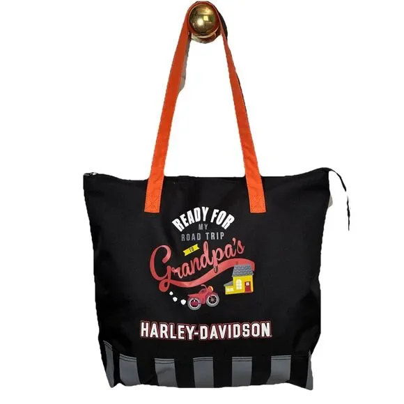 Harley-Davidson Tote Bag Orange “Ready For Road Trip To Grandpa’s” Padded