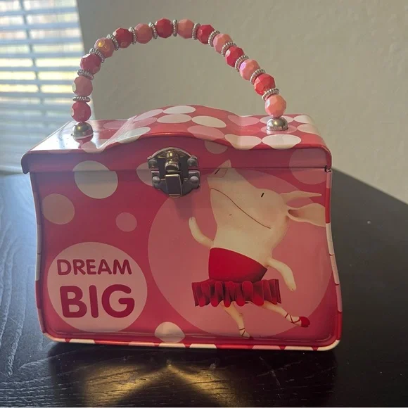 Pink 'Dream Big' Olivia Peppa Pig Style Metal Carry Case