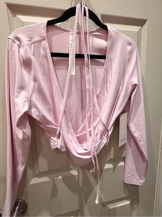 LULULEMON nulu long sleeve cropped wrap PINK ORGANZA SIZE LARGE