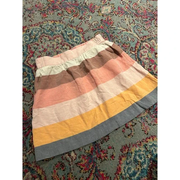 Loft Womens Multi Color‎ Striped Linen Blend Elastic Waist Mini Skirt Size M