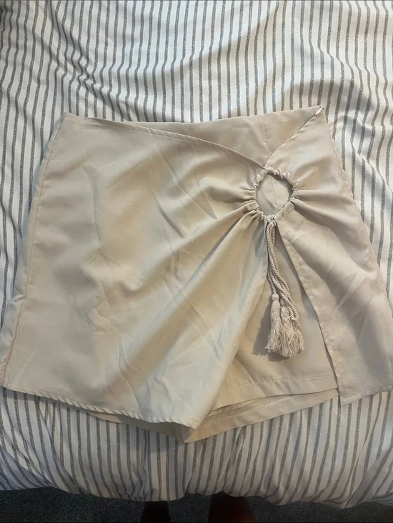 Women’s Cream Wrap Skort with Tassel Ring Detail