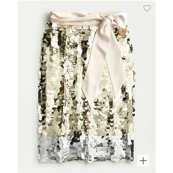 J. Crew Satin Bow Paillette Sequin Skirt Size 0 NWT‎