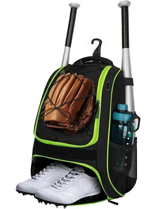 Youth Baseball Bat Backpack with Fence Hook, Waterproof Gear Bag & Shoe