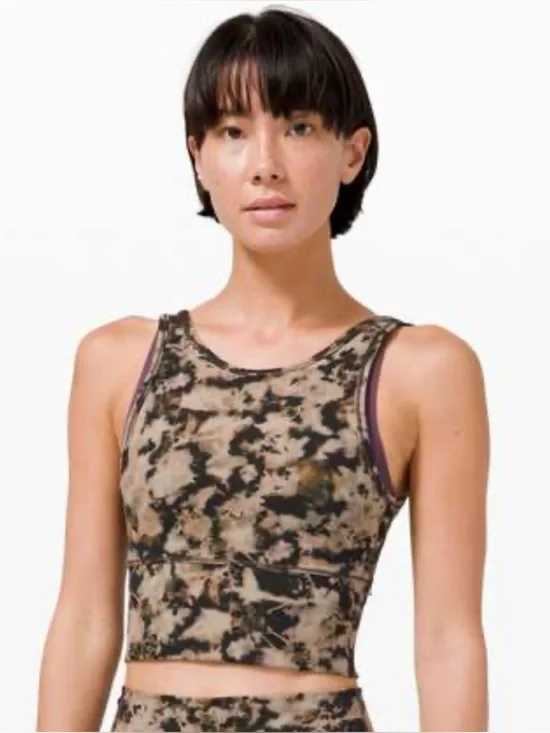 Lululemon Power Pivot Tank *Everlux  Dispersed Light Raw Linen Multi Size 4