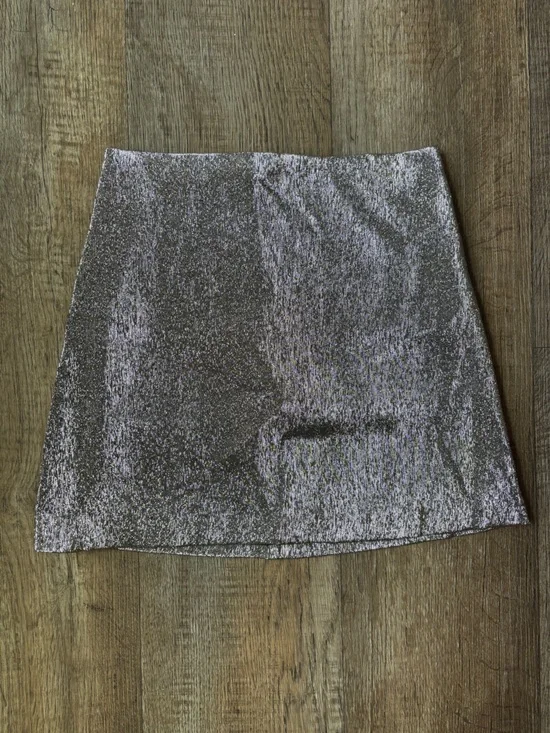 H&M Metallic Silver Mini Skirt