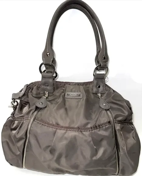 Storksak Nylon Diaper Baby Bag‎ with Detachable Purse Shoulder Strap Taupe Brown