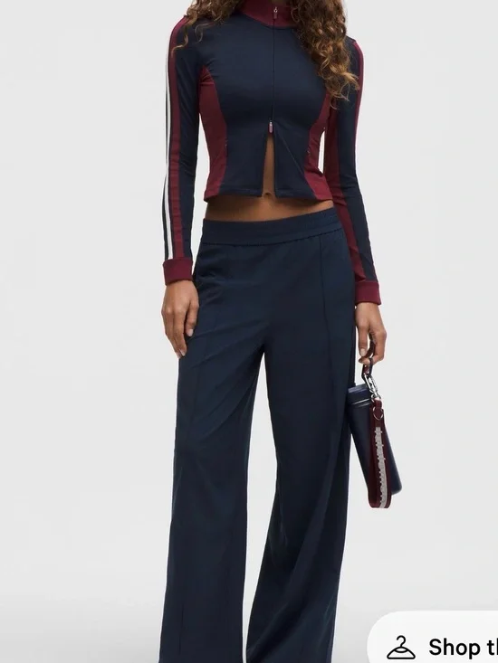 lululemon athletica Navy Wide-Leg Pants with Burgundy Accents